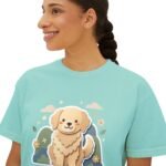 Cute Golden Retriever Illustration Women's Boxy Tee - Image 16