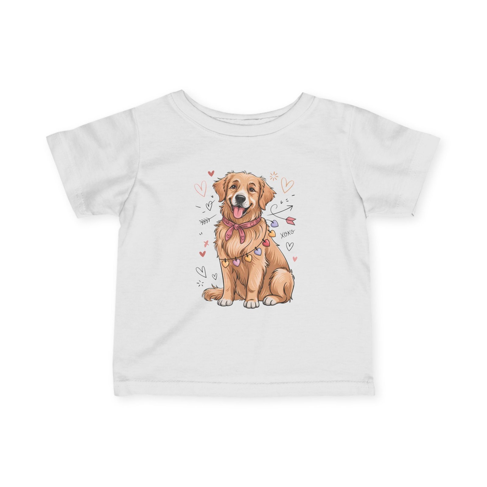 13265459380021016432_2048-3.jpeg Infant Tee — Cute Golden Retriever Puppy with Hearts Baby Shirt - Image 1