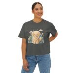 Cute Golden Retriever Illustration Women's Boxy Tee - Image 8