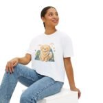 Cute Golden Retriever Illustration Women's Boxy Tee - Image 5