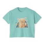 Cute Golden Retriever Illustration Women's Boxy Tee - Image 11
