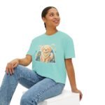 Cute Golden Retriever Illustration Women's Boxy Tee - Image 15